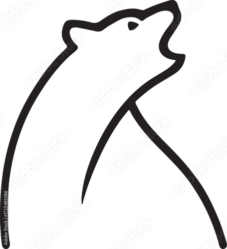 Minimalist Bear Line Art Roaring Bear Logo & Wild Animal Icon