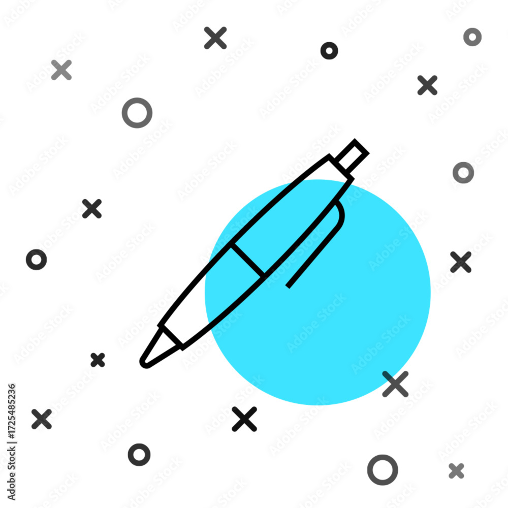 Obraz premium Black line Pen icon isolated on white background. Random dynamic shapes. Vector