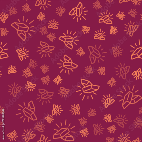 Brown line Gold bars icon isolated seamless pattern on red background. Banking business concept. Vector