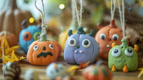 Childlike Clay-style Halloween Little Monster Ornament Pictures