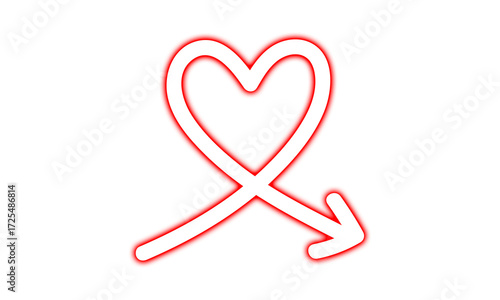 Red Neon Heart Shaped Arrow