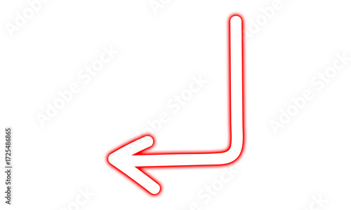 Red Neon Right Angle Left Arrow