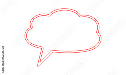 Red Neon Cloud Speech Bubble