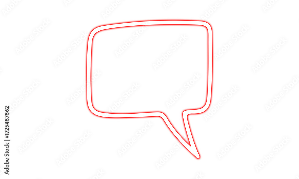 Naklejka premium Red Neon Square Speech Bubble