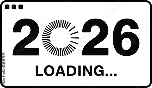 Year 2026 loading with progress indicator, representing future anticipation and new beginnings.