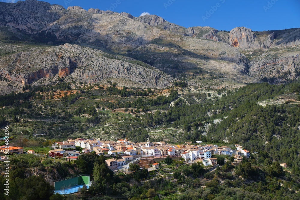 Naklejka premium Beniarda mountain town in Alicante Province, Valencian Community in Spain.
