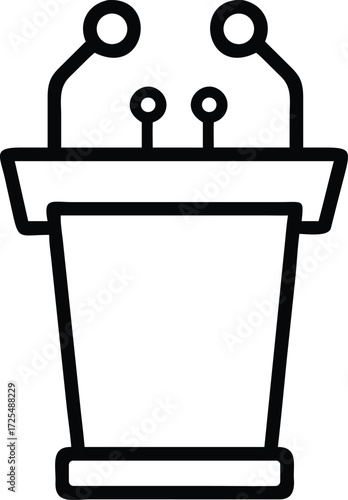 press conference podium outline vector icon