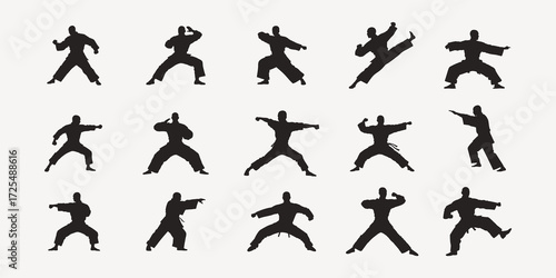 silhouettes of matrial art