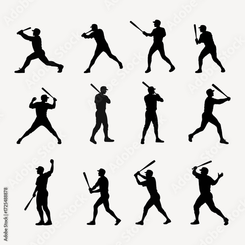 vector silhouettes of Baseball