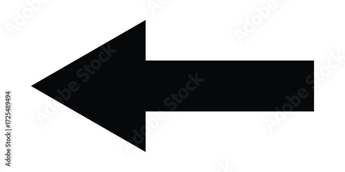 Black dark isolated arrowhead icons on white background. Simple abstract pointing vector icons on white page. Left side arrowhead icon. Bold arrow-head icons set.