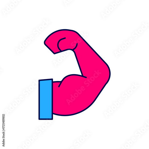 Filled outline Bodybuilder showing his muscles icon isolated on white background. Fit fitness strength health hobby concept. Vector
