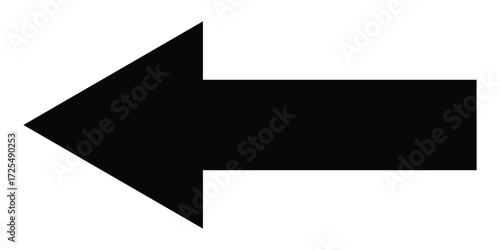 Black dark isolated arrowhead icons on white background. Simple abstract pointing vector icons on white page. Left side arrowhead icon. Bold arrow-head icons set.
