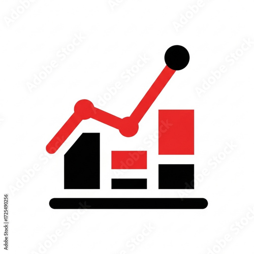 Dynamic business growth chart silhouette for presentations and marketing, showing upward trending success and financial gains in a simple, modern design