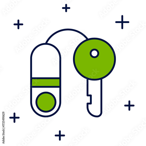 Filled outline House with key icon isolated on white background. The concept of the house turnkey. Vector