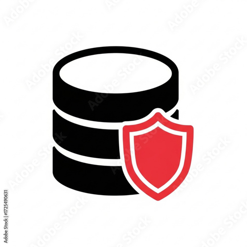 Database security concept silhouette for data protection and cyber safety, emphasizing secure storage and information privacy with a modern shield design