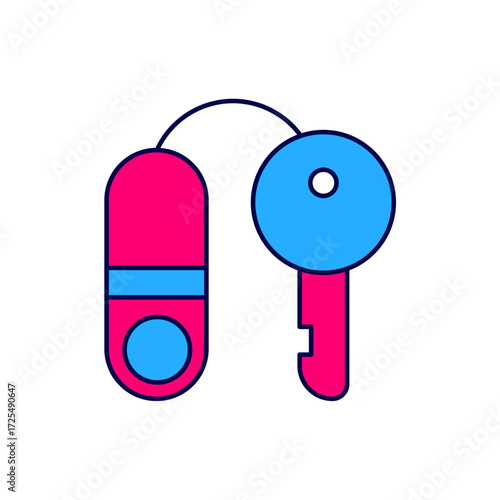 Filled outline House with key icon isolated on white background. The concept of the house turnkey. Vector