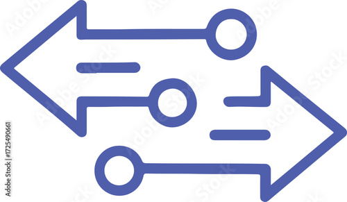 Blue Arrows Pointing Towards Each Other on White Background direction exchange