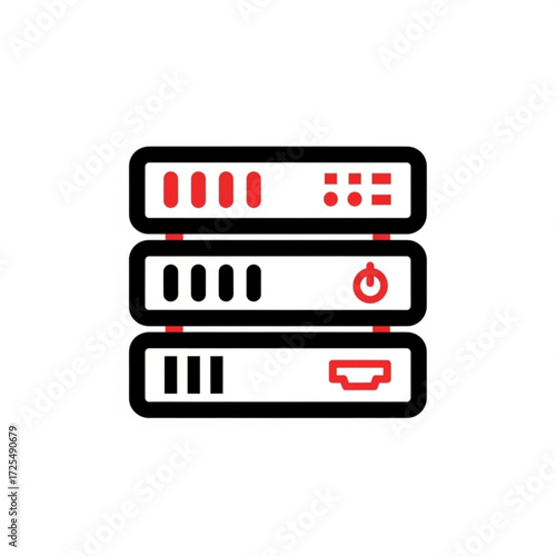 Modern server rack silhouette representing data storage, network infrastructure, and reliable IT solutions, ideal for tech companies and digital innovation