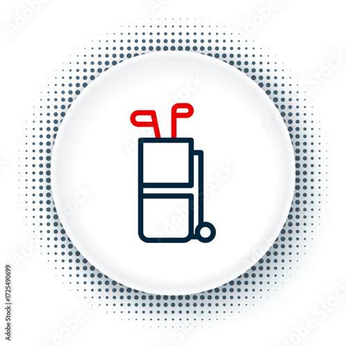 Line Golf bag with clubs icon isolated on white background. Colorful outline concept. Vector