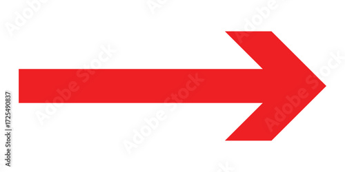 Red isolated arrowhead icons on white background. Simple abstract pointing vector icons on white page .Right side arrowhead icon. Bold arrow-head icons set. 