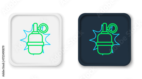 Line Hand grenade icon isolated on white background. Bomb explosion. Colorful outline concept. Vector