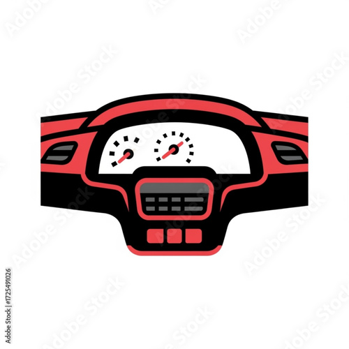 Dynamic car dashboard silhouette with speedometers and controls ready for your next journey