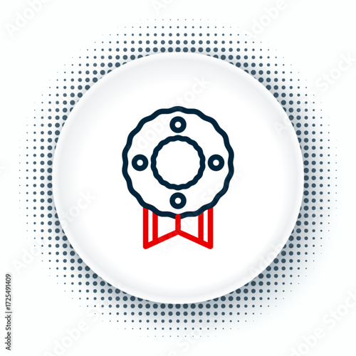 Line Memorial wreath icon isolated on white background. Funeral ceremony. Colorful outline concept. Vector