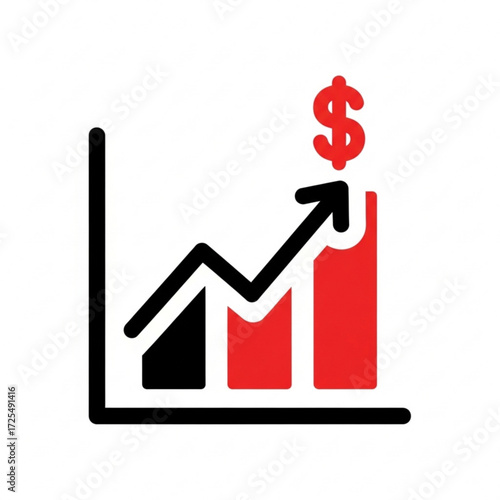 Dynamic upward trending financial graph silhouette signifies business growth and profit with dollar sign indicating economic success