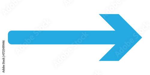 Blue isolated arrowhead icons on white background. Simple abstract pointing vector icons on white page. Right side arrowhead icon. Bold arrow-head icons set. EPS 10. 