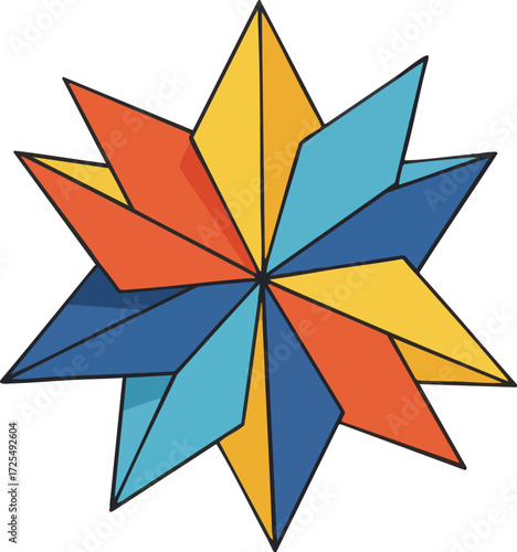 Abstract star geometric vector illustration isolated on white