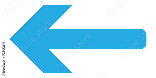 Blue isolated arrowhead icons on white background. Simple abstract pointing vector icons on white page. Left side arrowhead icon. Bold arrow-head icons set. EPS 10. 
