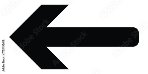 Black dark isolated arrowhead icons on white background. Simple abstract pointing vector icons on white page. Left side arrowhead icon. Bold arrow-head icons set.