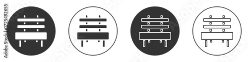 Black Bench icon isolated on white background. Circle button. Vector