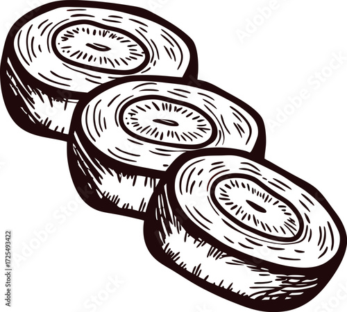 Hand drawn sliced leek rings isolated on white background vintage botanical vegetable illustration
