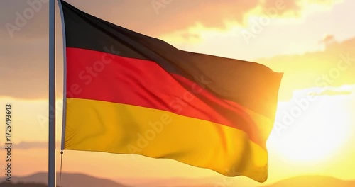german flag on sunset