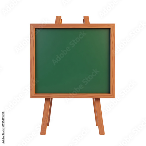 Small wooden easel with a green chalkboard isolated on transparent background