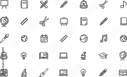 back to school thin line icons set. education, learning, study. editable stroke. vector illustration