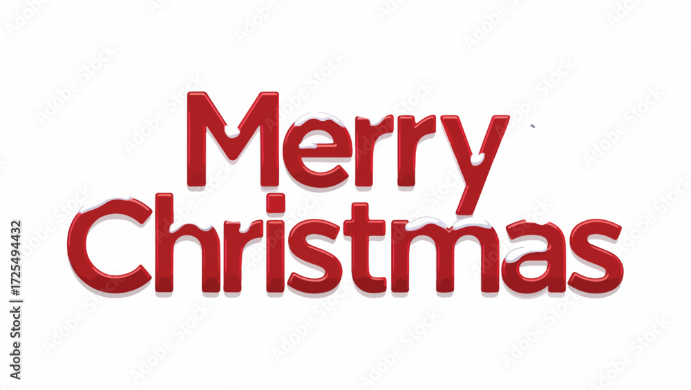 Fototapeta premium Red merry christmas text with snow