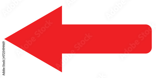 Red isolated arrowhead icons on white background. Simple abstract pointing vector icons on white page. left side arrowhead icon. Bold arrow-head icons set. 