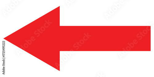 Red isolated arrowhead icons on white background. Simple abstract pointing vector icons on white page. left side arrowhead icon. Bold arrow-head icons set. 