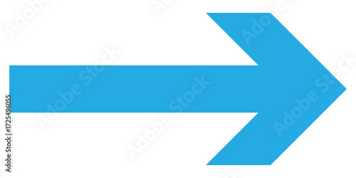 Blue isolated arrowhead icons on white background. Simple abstract pointing vector icons on white page. Right side arrowhead icon. Bold arrow-head icons set. 