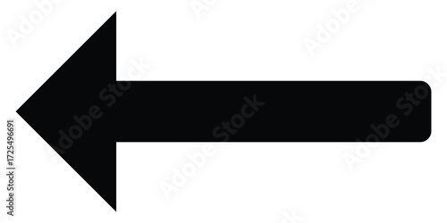 Black dark isolated arrowhead icons on white background. Simple abstract pointing vector icons on white page. Bold arrow-head icons set. Left side arrowhead icon. 
