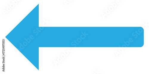 Blue isolated arrowhead icons on white background. Simple abstract pointing vector icons on white page. left side arrowhead icon. Bold arrow-head icons set. 