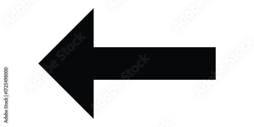 Black dark isolated arrowhead icons on white background. Simple abstract pointing vector icons on white page. Bold arrow-head icons set. Left side arrowhead icon. 