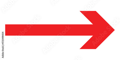 Red isolated arrowhead icons on white background. Simple abstract pointing vector icons on white page .Right side arrowhead icon. Bold arrow-head icons set. EPS 10. 