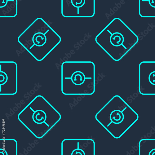 Green line Ohmmeter icon isolated seamless pattern on blue background. Vector