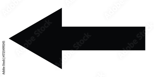 Black dark isolated arrowhead icons on white background. Simple abstract pointing vector icons on white page. Bold arrow-head icons set. Left side arrowhead icon. 