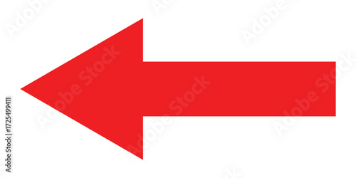 Red isolated arrowhead icons on white background. Simple abstract pointing vector icons on white page. left side arrowhead icon. Bold arrow-head icons set. EPS 10. 