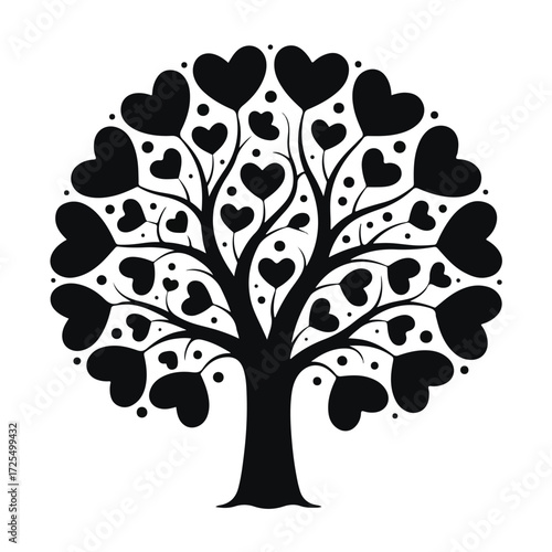 A beautiful vector silhouette of a tree with lush leaves, perfect for a spring or summer nature illustration