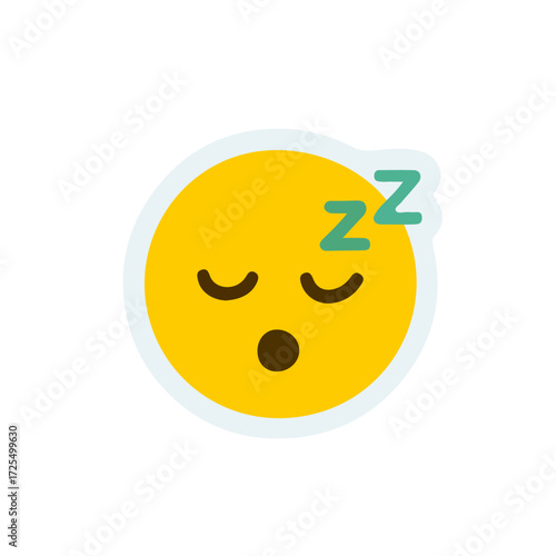 Sleeping Emoji Face with Green Nightcap and Drool Drop in Cute Flat Style